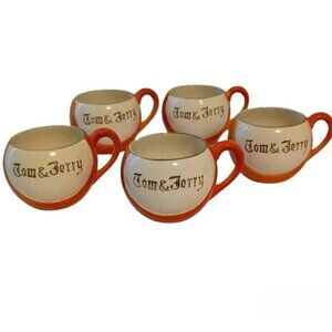 Tom & Jerry Tea Coffee‎ Cup Occupied Japan Vintage Shofu Set of 5 Gold Rim